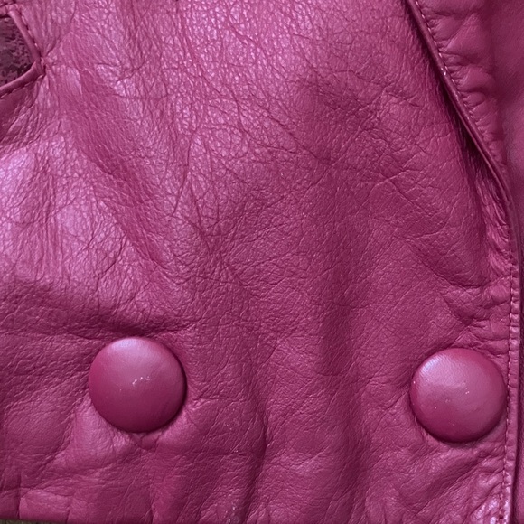 Vintage Red Leather Blazer Cropped - Picture 3 of 7